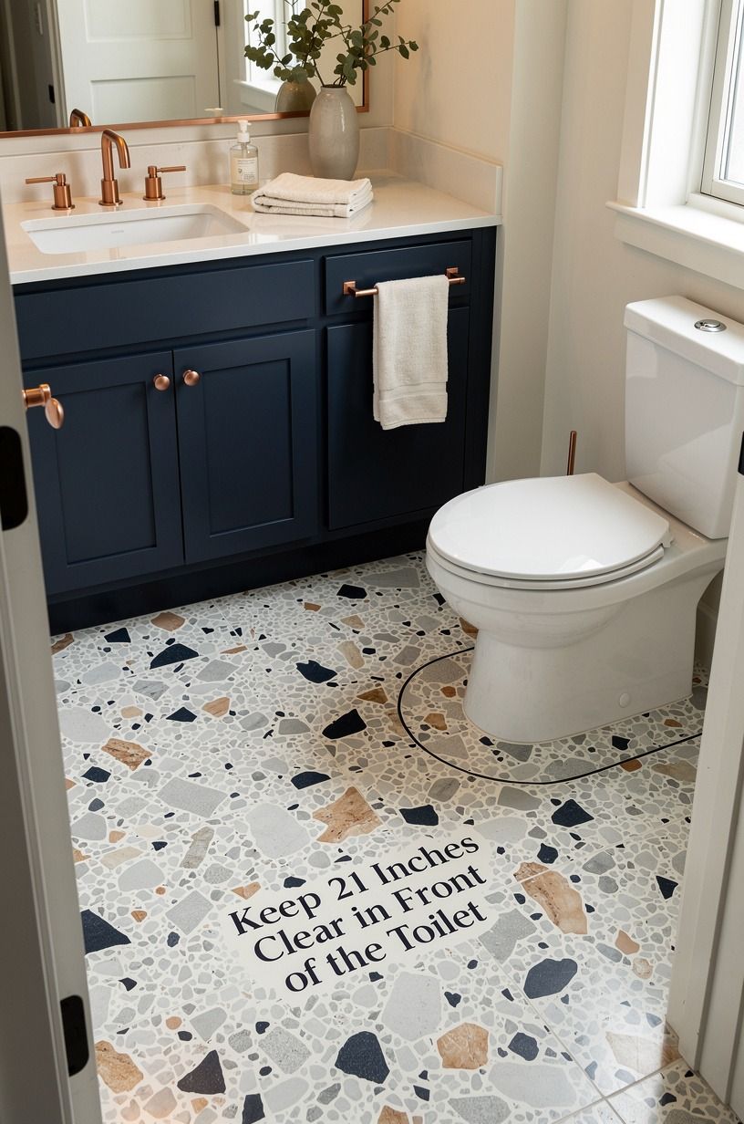 Keep 21 Inches Clear in Front of the Toilet