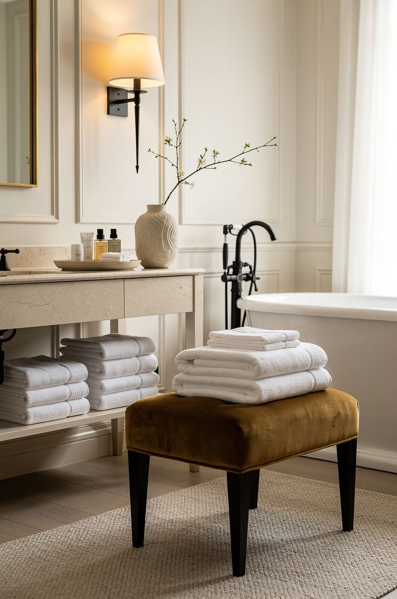 Layer white towels with the Hotel Stack Method