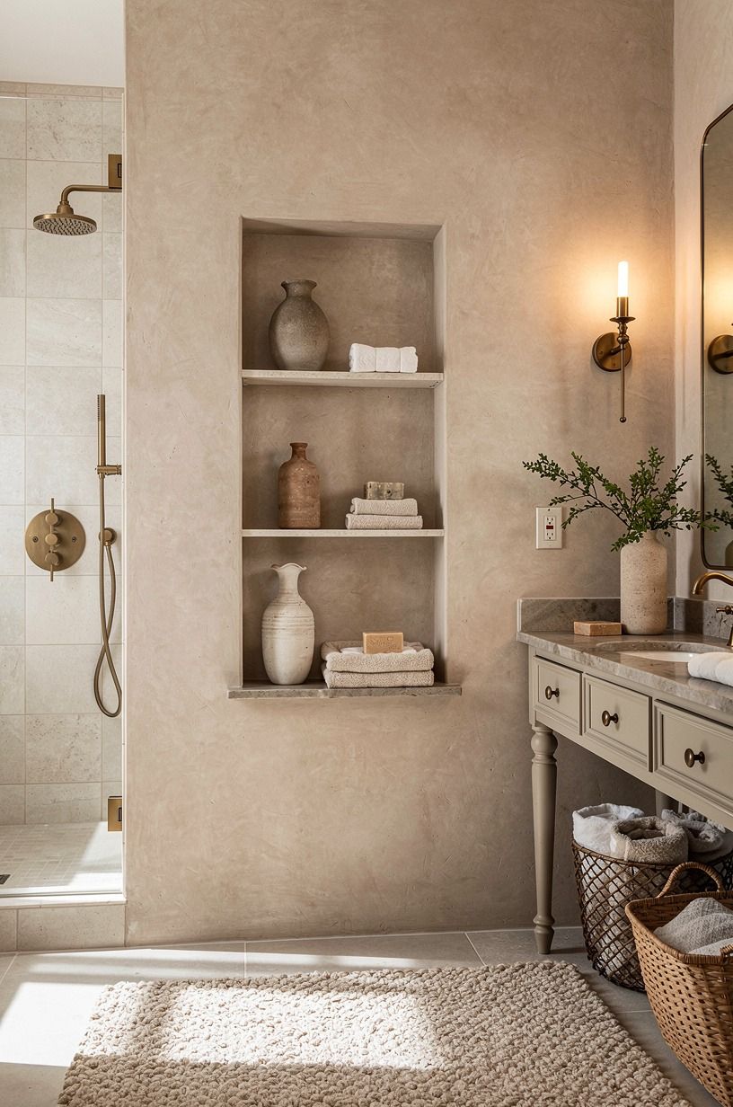 Let a recessed niche replace a shower caddy