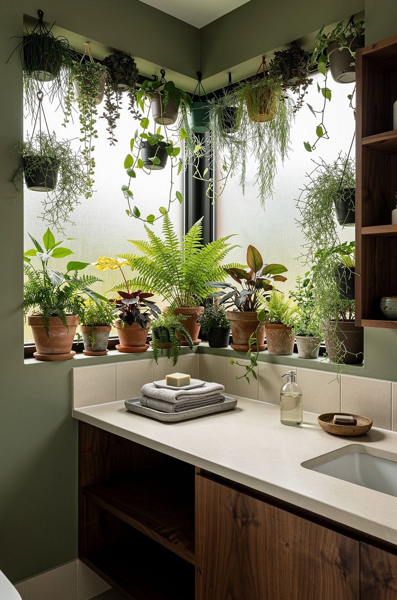 Make a Mini Jungle on the Shower Window