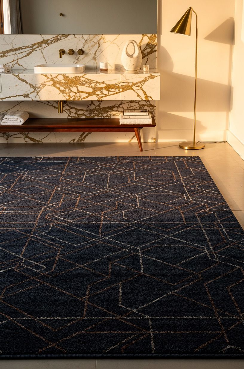 Make the old tile disappear with a rug layer