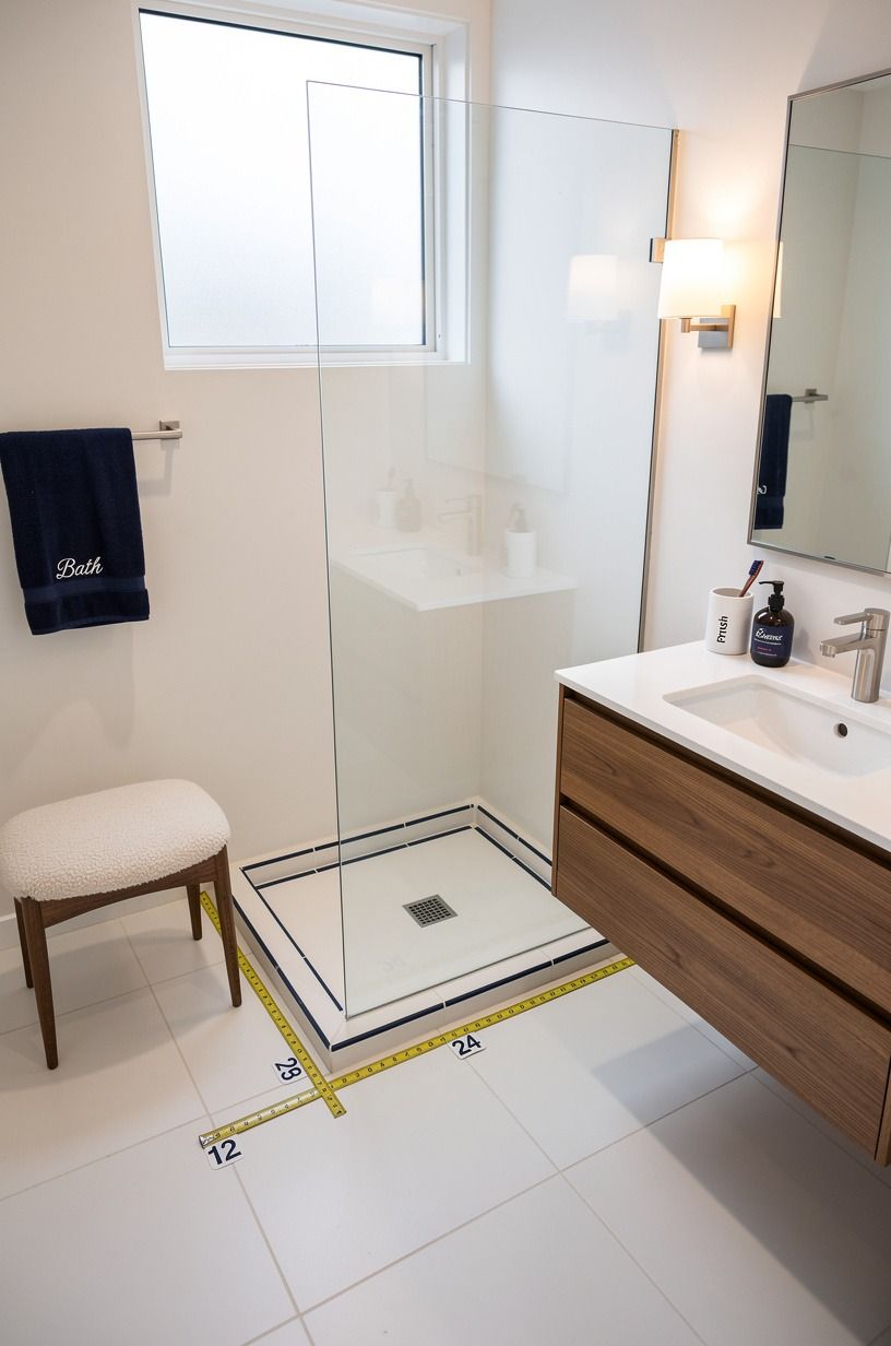 Measure for a comfortable 36x36-inch shower footprint