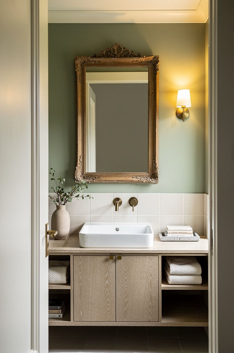Mix a vintage frame with a modern sink