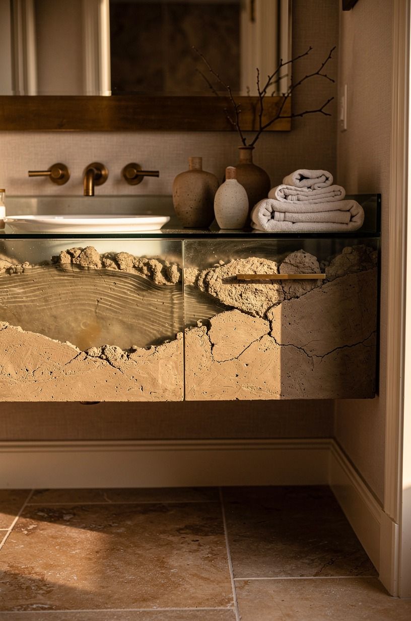 Mix clay and glass for an imperfect counter