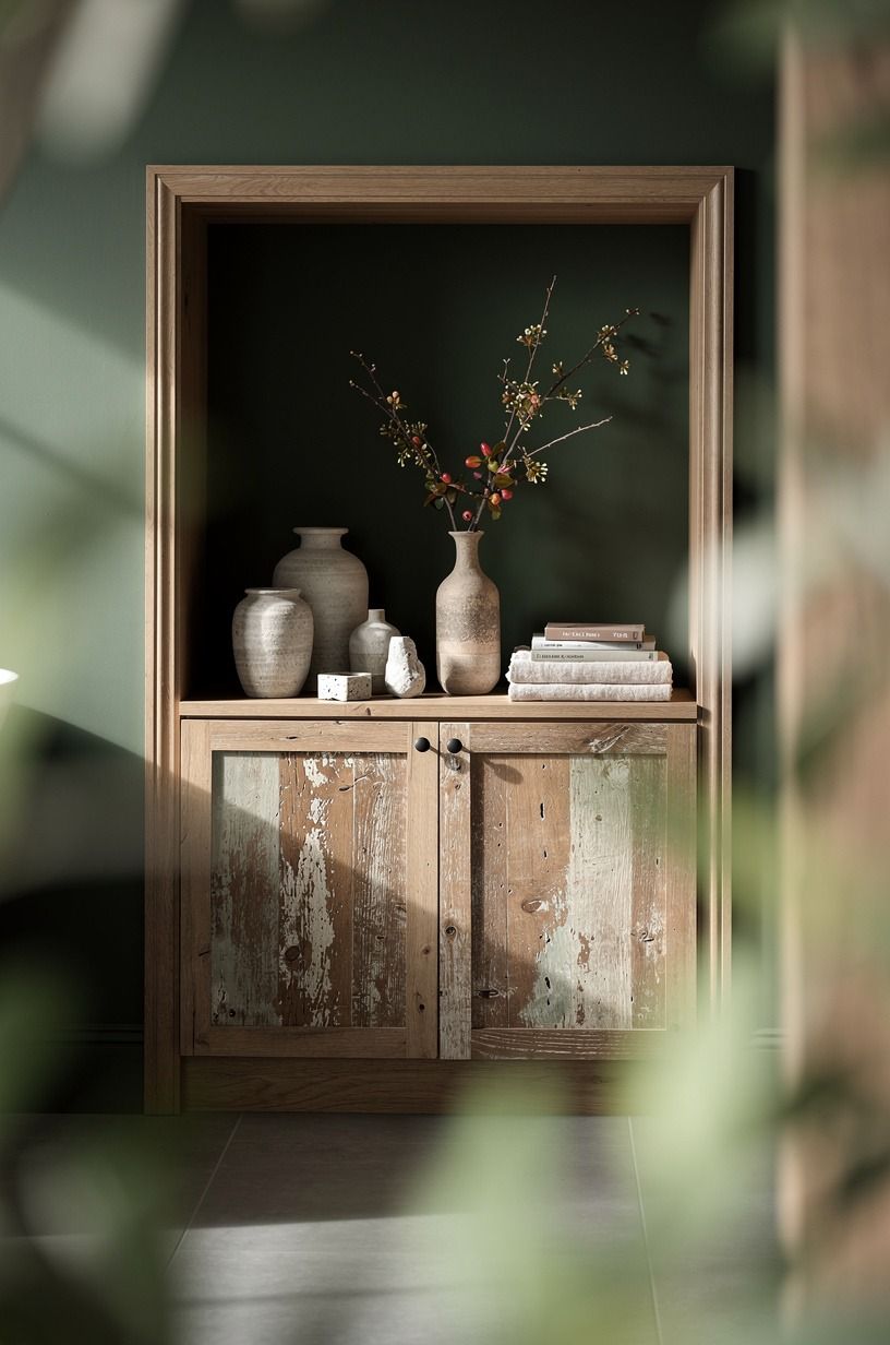 Paint a false panel around a shallow cabinet