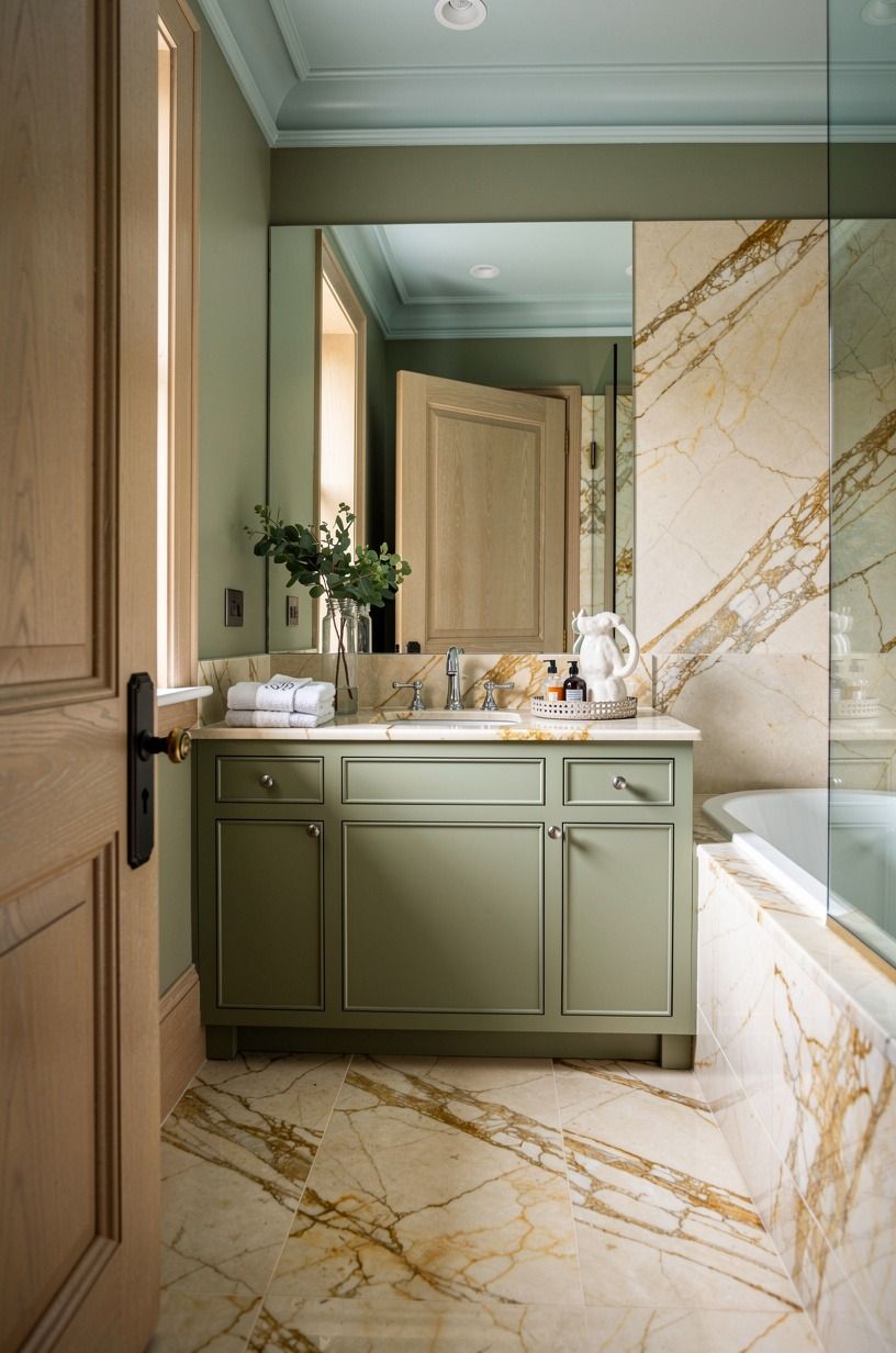 Paint the ceiling in Sherwin-Williams Sea Salt