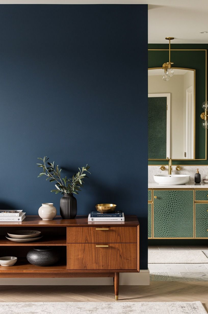 Paint the dry wall with Hague Blue over white