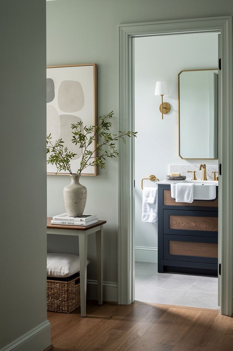 Paint the dry walls in Sherwin-Williams Sea Salt