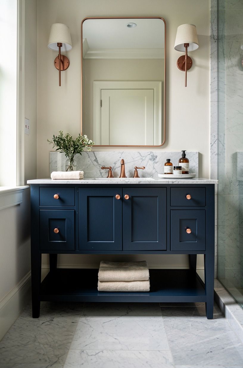 Paint the vanity in Farrow & Ball Hague Blue
