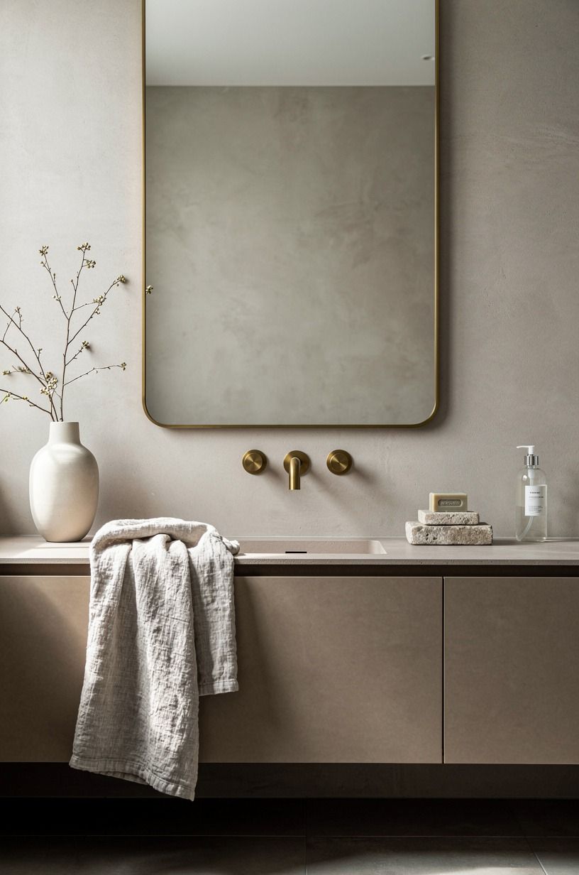 Paint the wall behind the mirror a quieter color