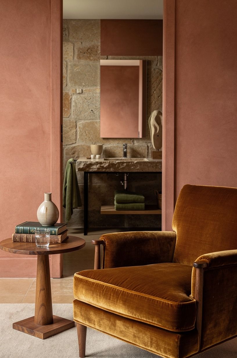 Pair the finish with honest, warm materials