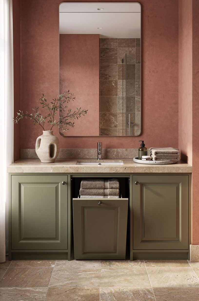 Put a pull-down hamper in the vanity wall