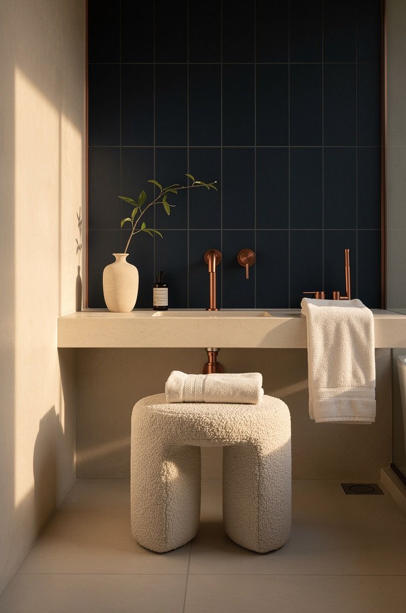 Put a stool where you’ll use it (small bathroom luxury)