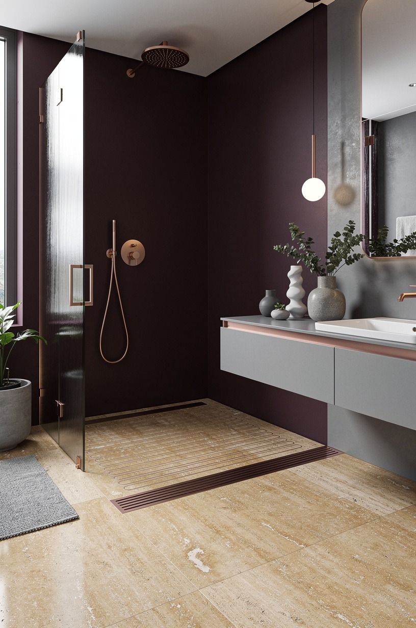 Run a heated floor beyond the shower threshold