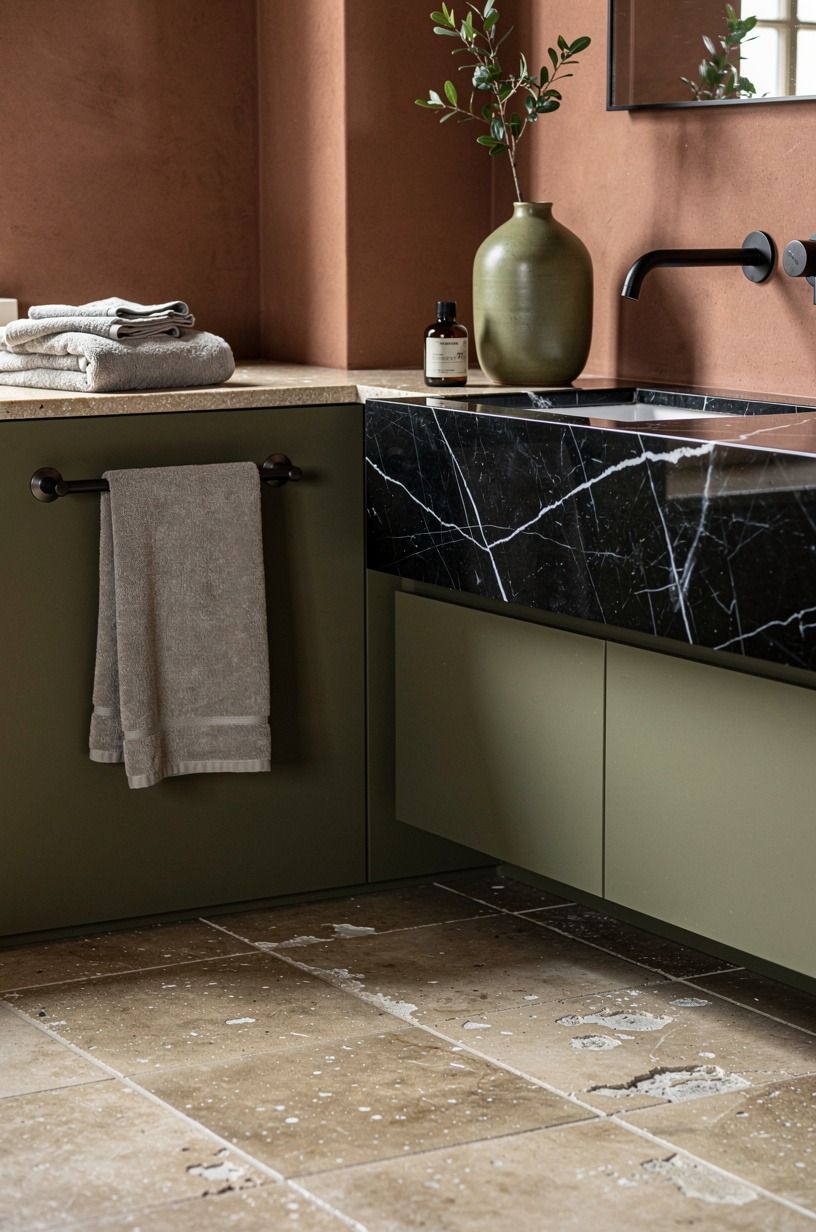 Skip polished marble for worn limestone underfoot