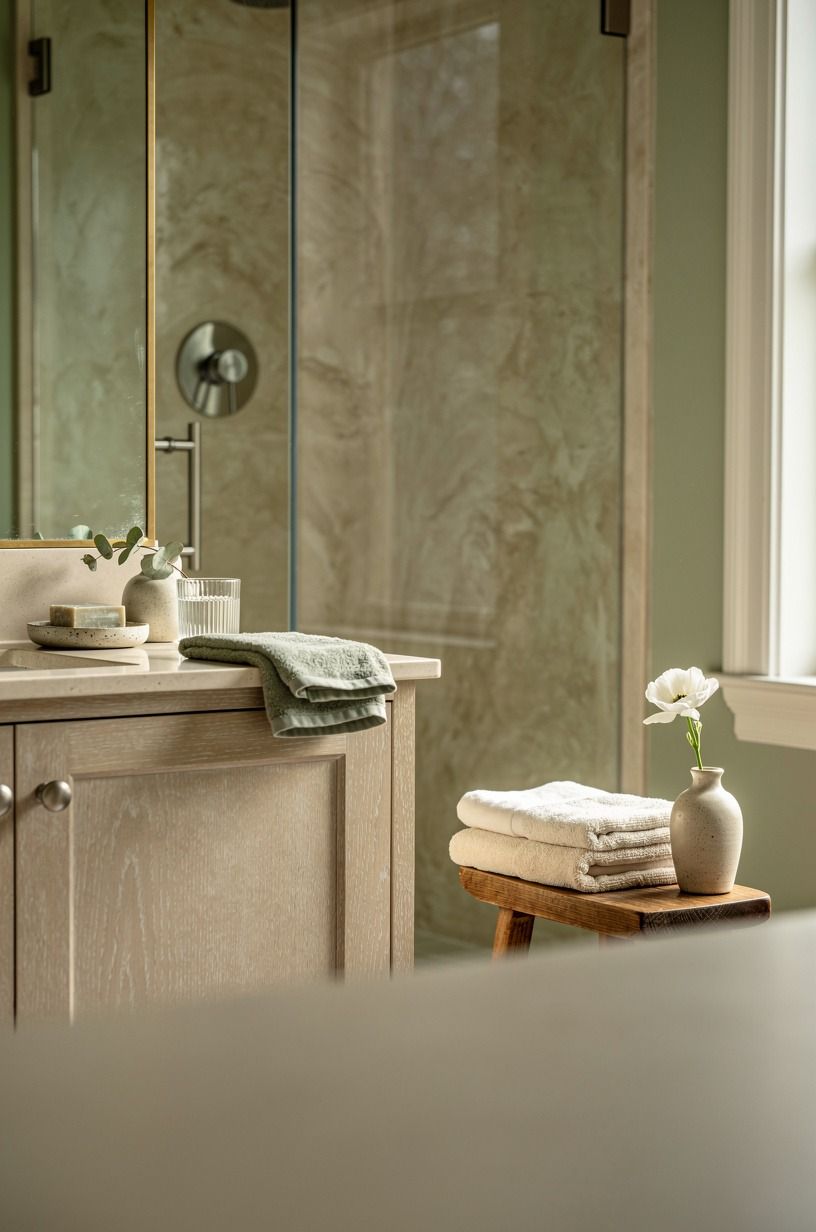 Soften a 36x36-Inch Shower With Tadelakt Tones
