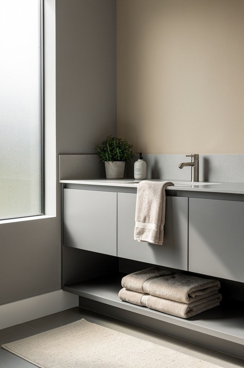 Soften grey with Chestertown Buff and real texture