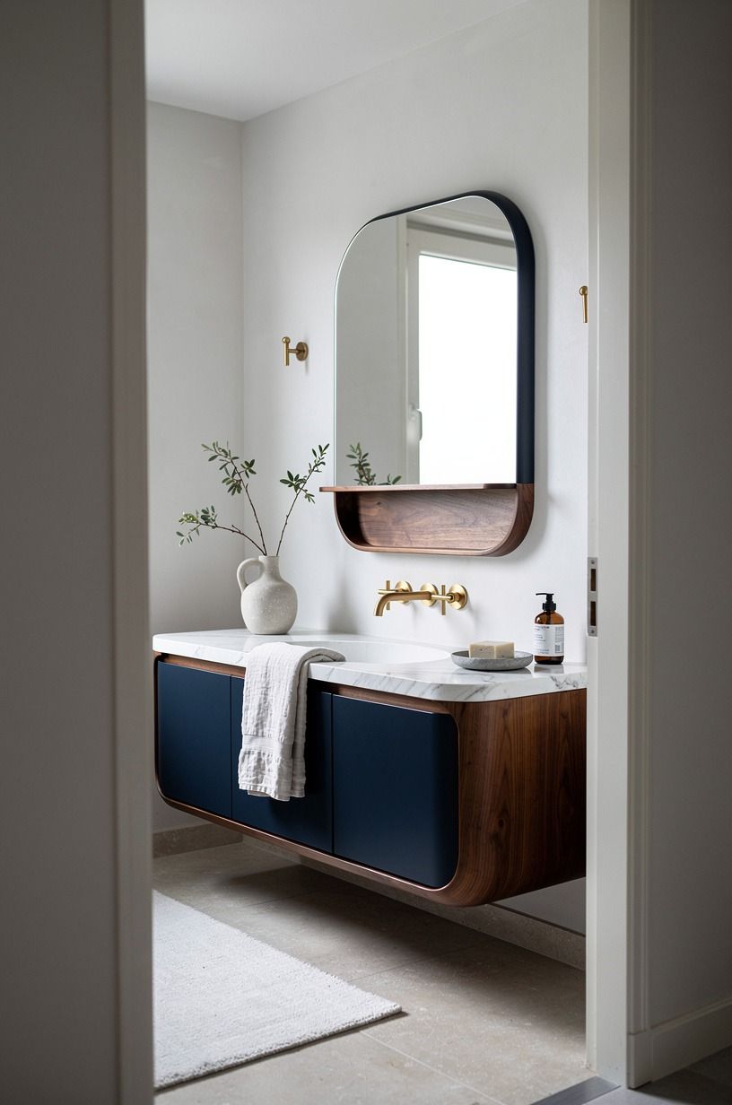 Swap chrome for brushed brass at eye level