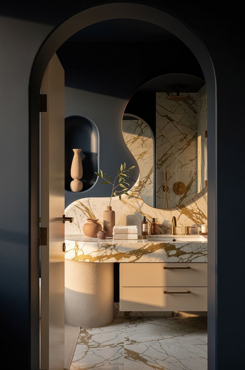 Swap chrome for brushed brass at the touchpoints