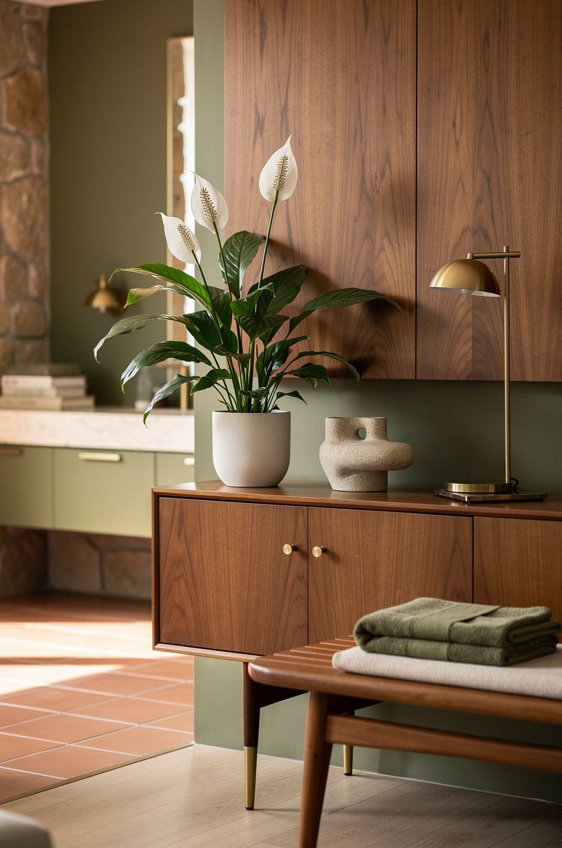 Use peace lily for a softer white-on-green contrast