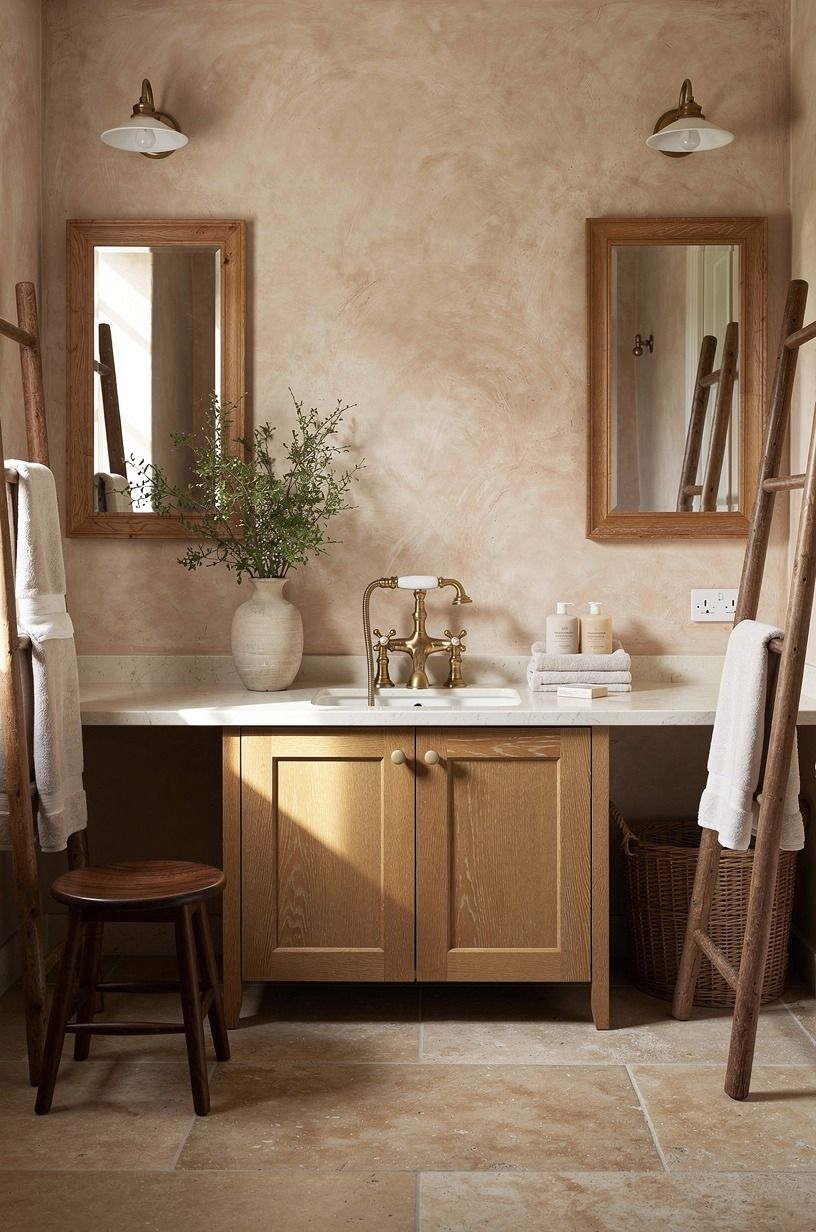 Use the Two-Wood Rule for rural bathroom ideas