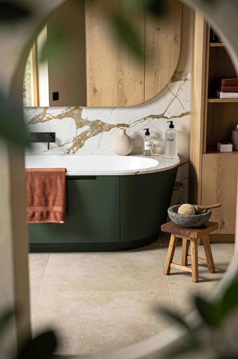 Why choose neutral bathroom floor tiles over contrast?