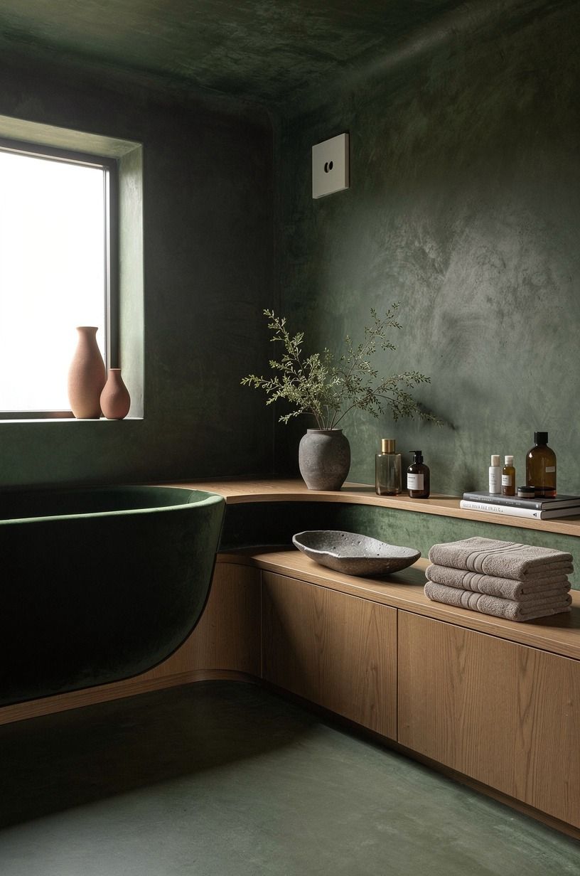 Wrap the room in one soft microcement tone (bathroom design luxury)