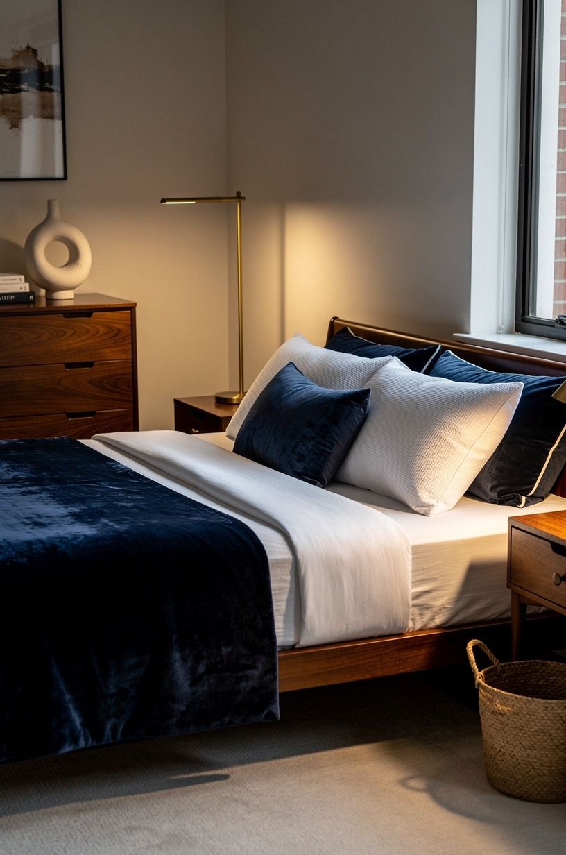 A cooler pillow changed my side of the bed, navy palette