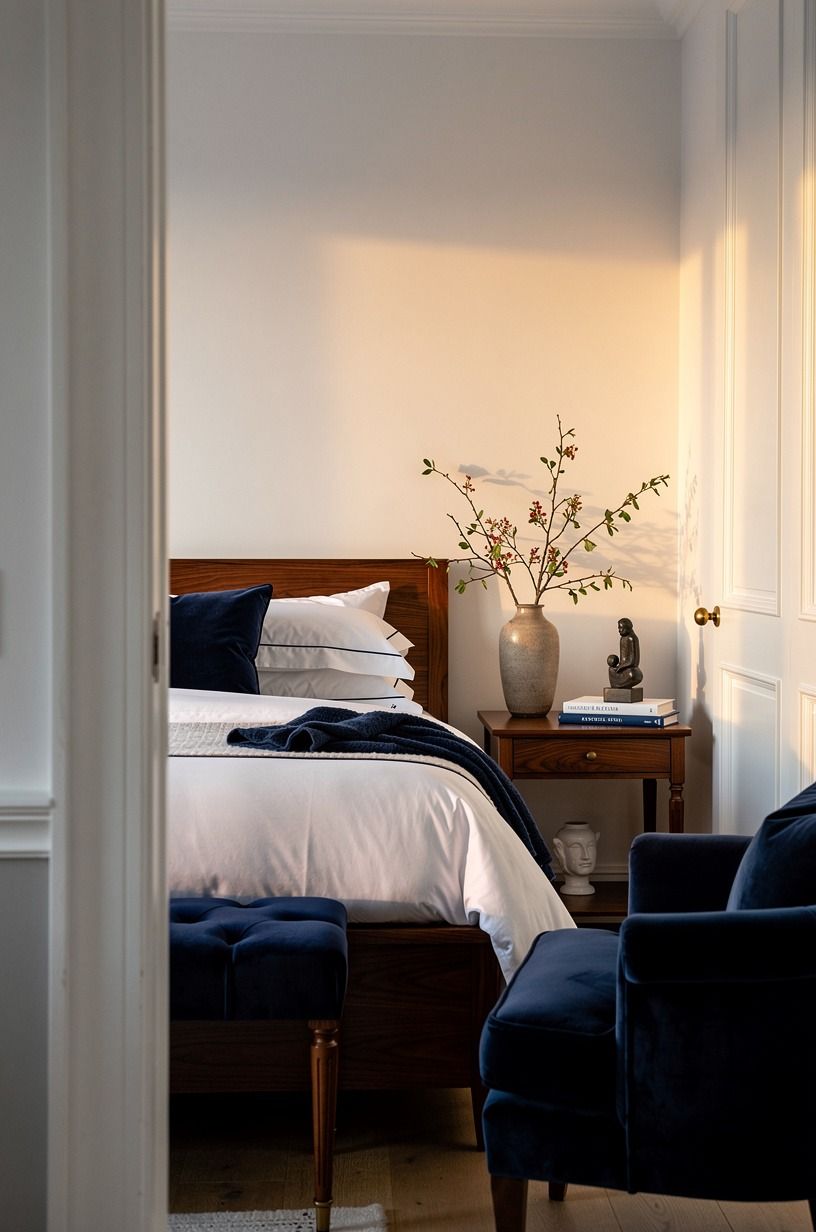 I brought in a Percale Sheet Set for rotation, not display, navy palette