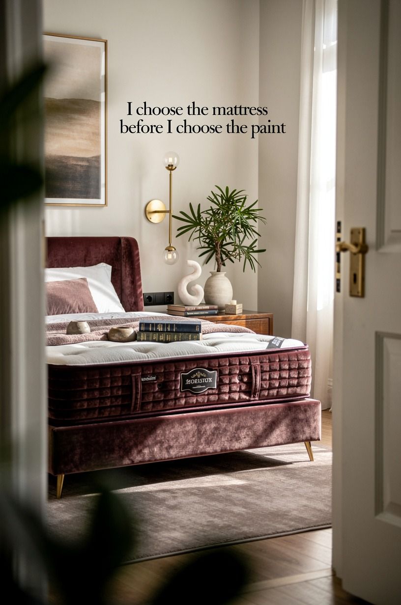 I chose the mattress before I chose the paint, dusty rose palette