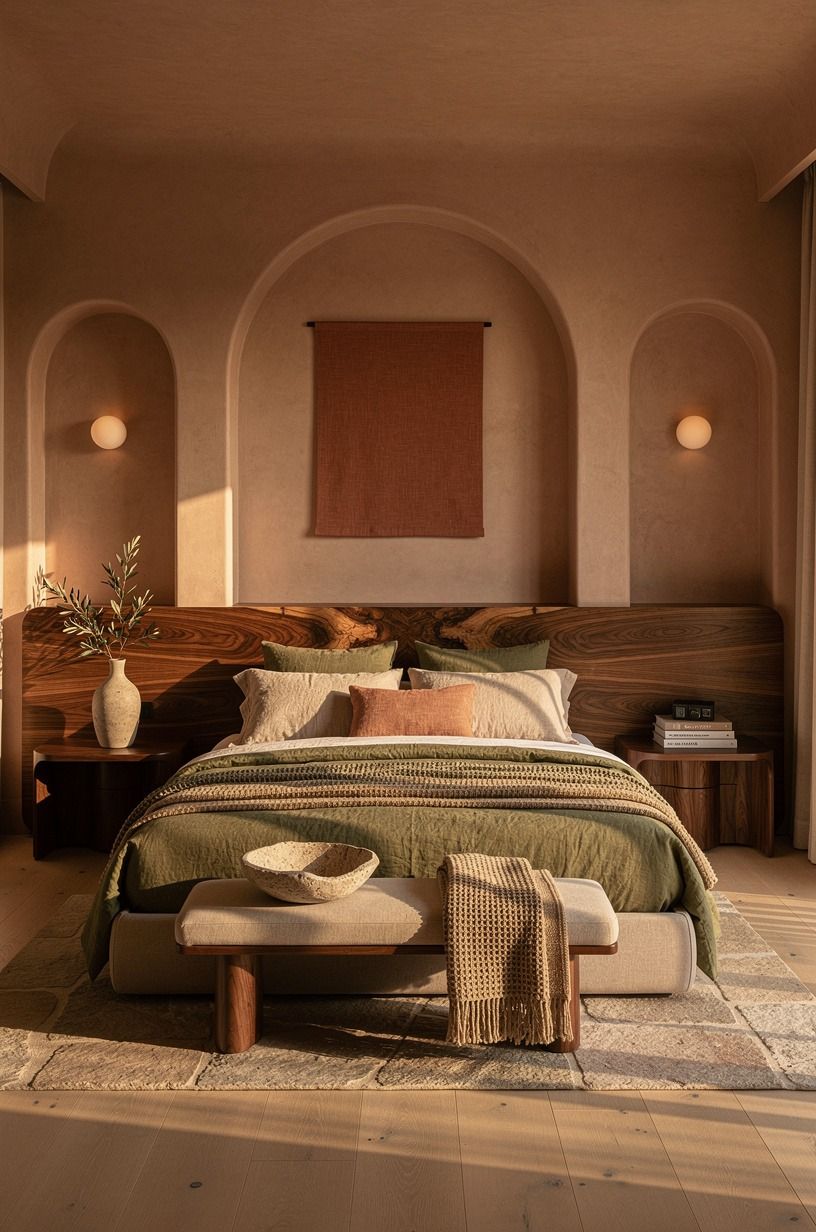 I cleared the bed before I bought anything new, terracotta palette