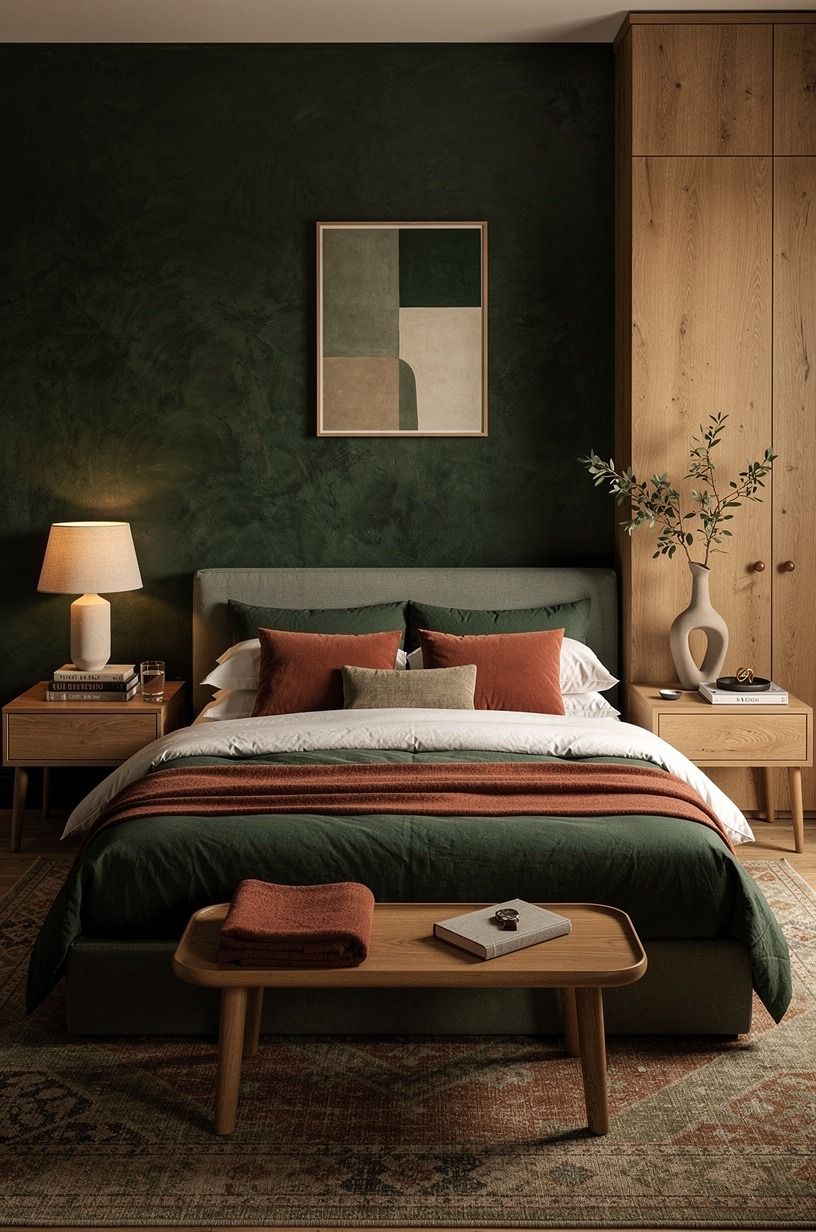 I cleared the room before buying a single thing, forest green palette
