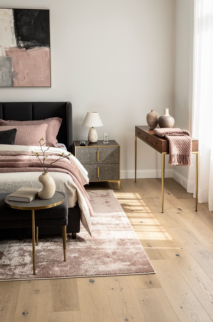 I fixed the floor before buying more stuff, dusty rose palette