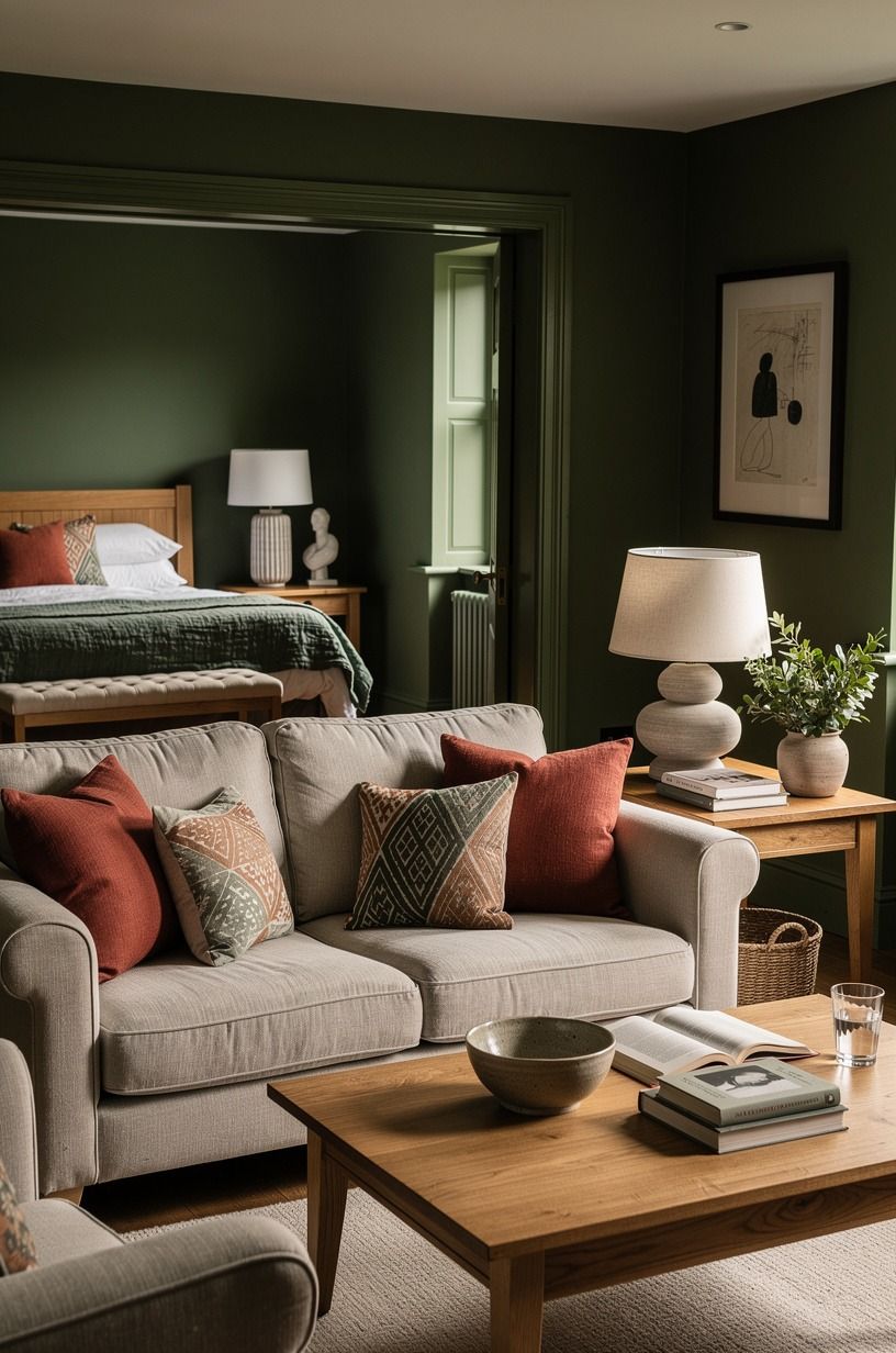 I fixed the light instead of buying more decor, forest green palette