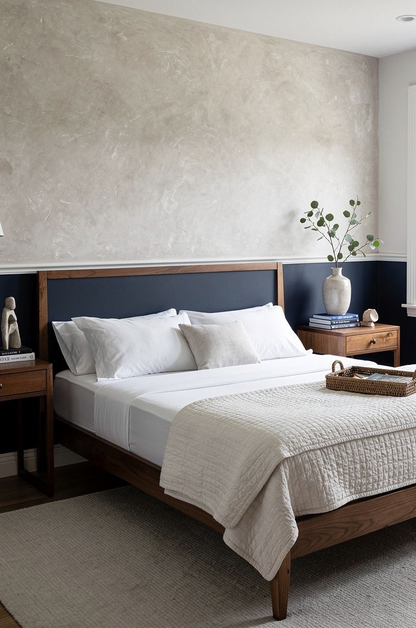 I kept the layer between me and the mattress simple, navy palette