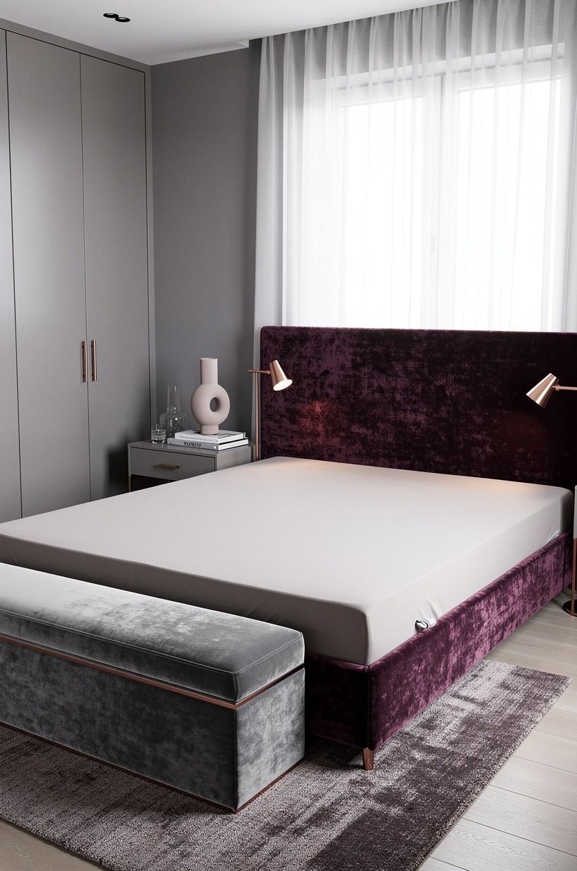 I let the mattress breathe before adding anything pretty, plum palette