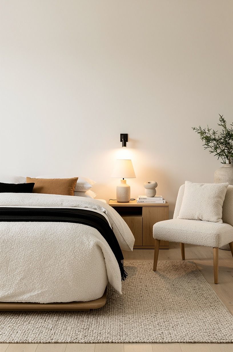 I made the bed breathable before buying decor, warm white palette