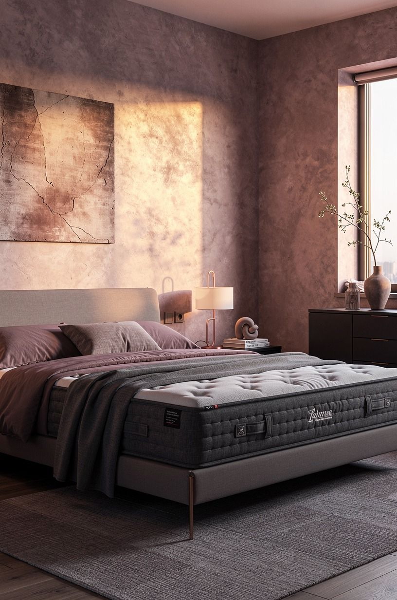 I made the mattress decision before buying decor, plum palette