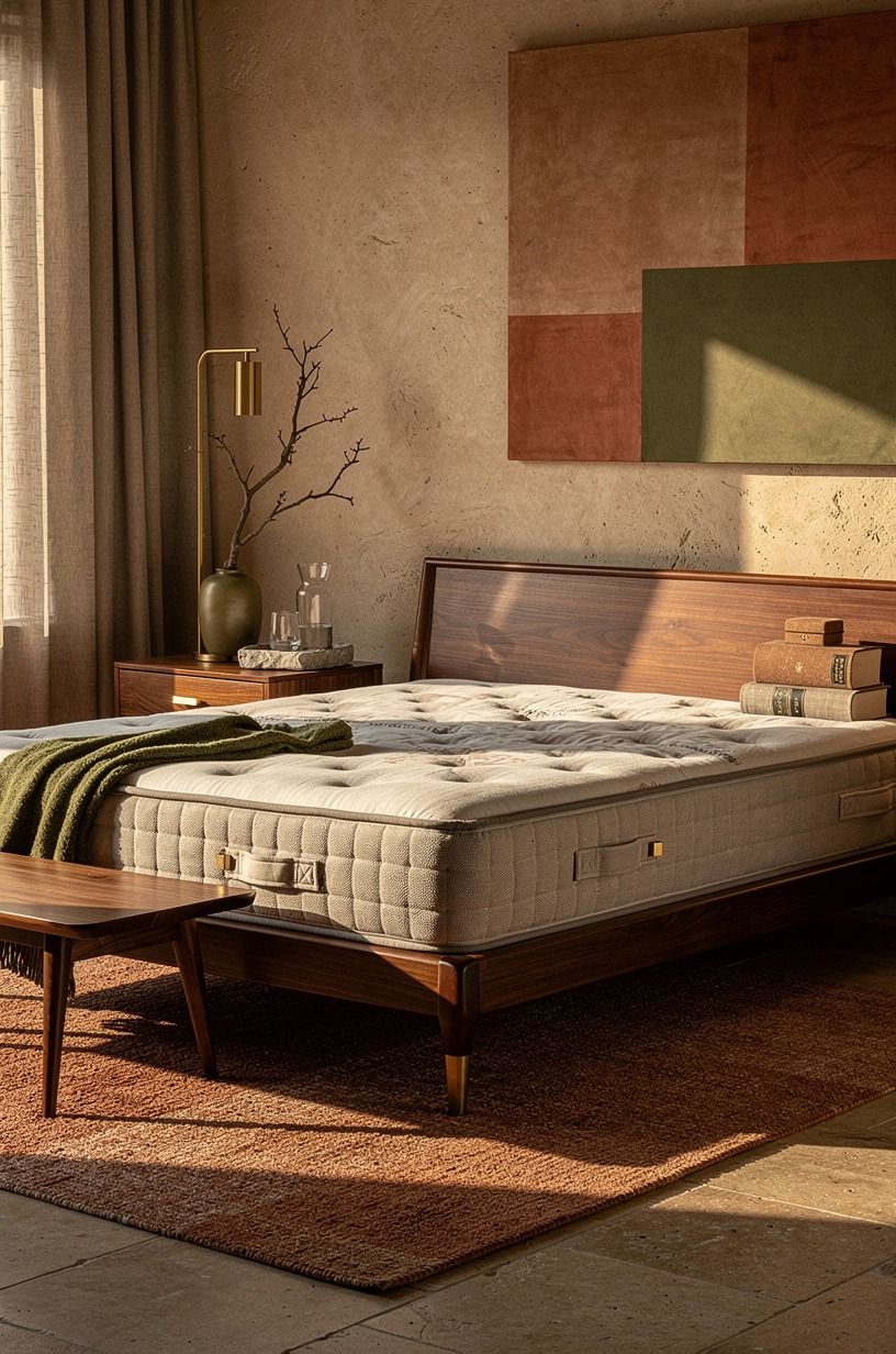 I made the mattress the first real decision, terracotta palette