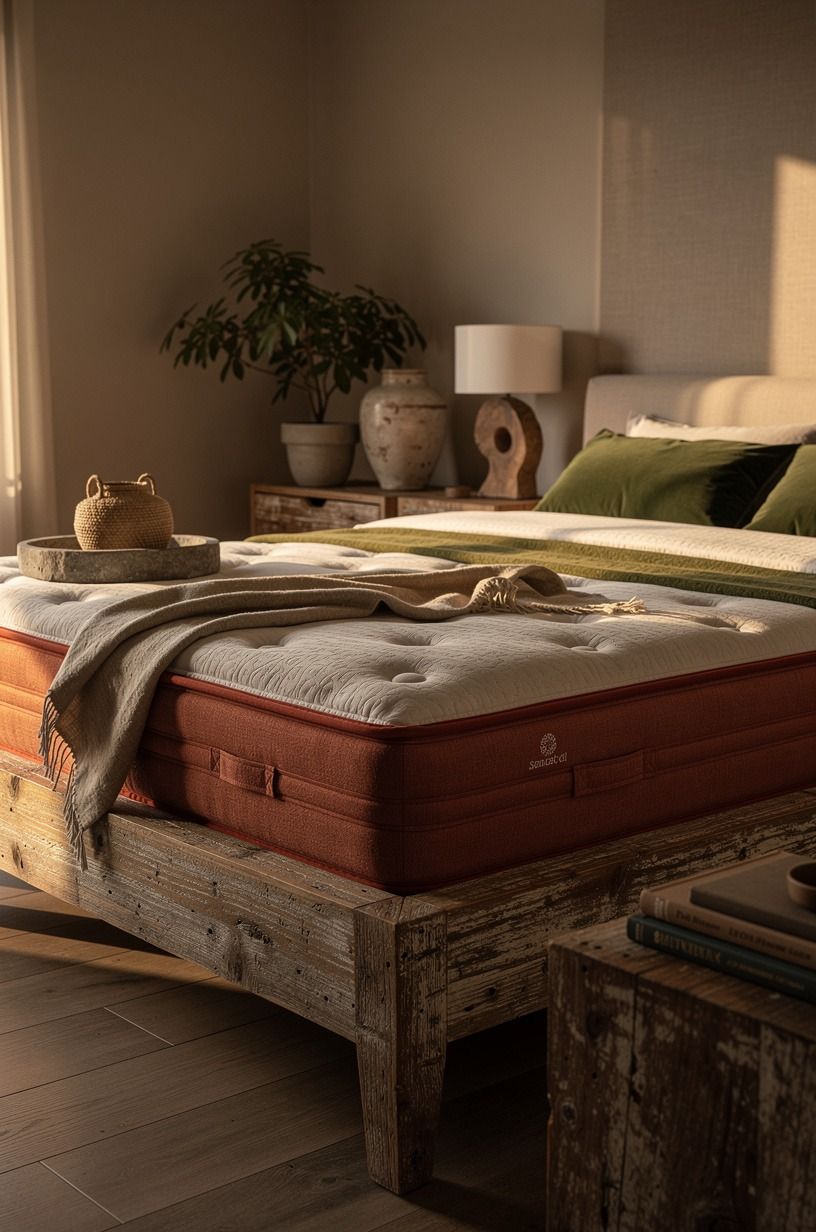 I made the mattress the real decision, terracotta palette