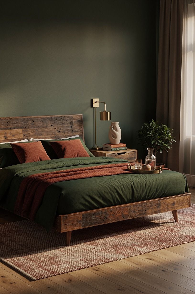 I painted for warmth, then let the green do its job, forest green palette
