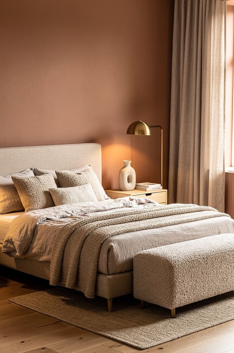 I softened the color around the bed, clay palette