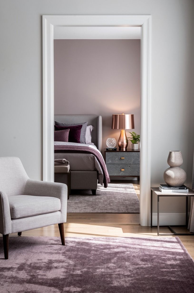 I softened the room without adding more clutter, plum palette