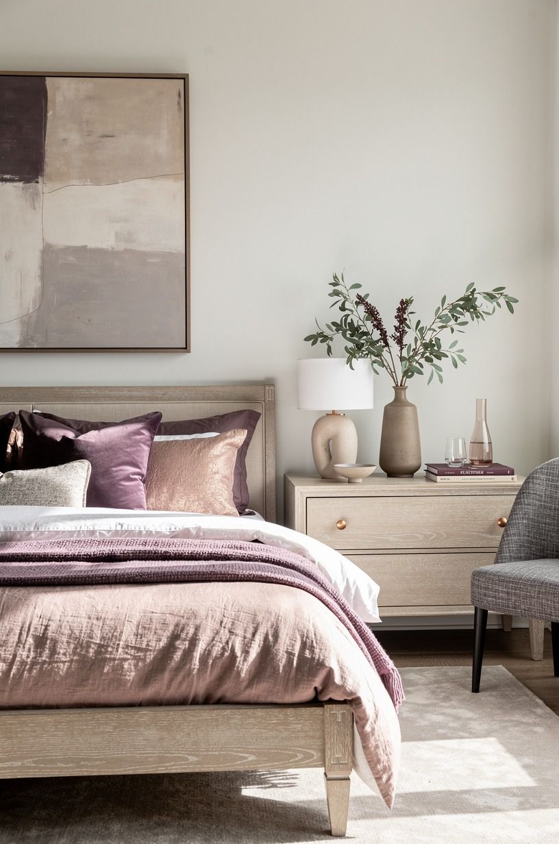 I switched to bedding I could live with, plum palette
