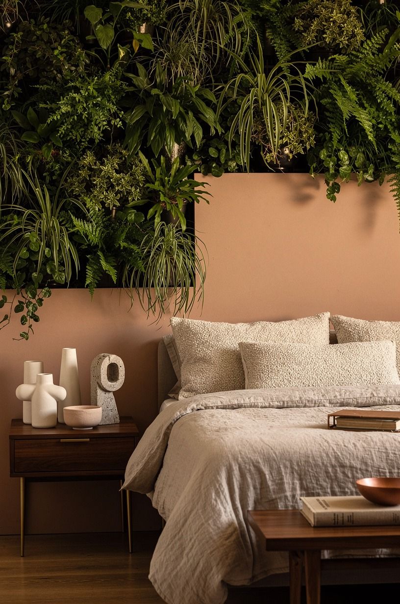 I used living greenery like a room design green layer, clay palette