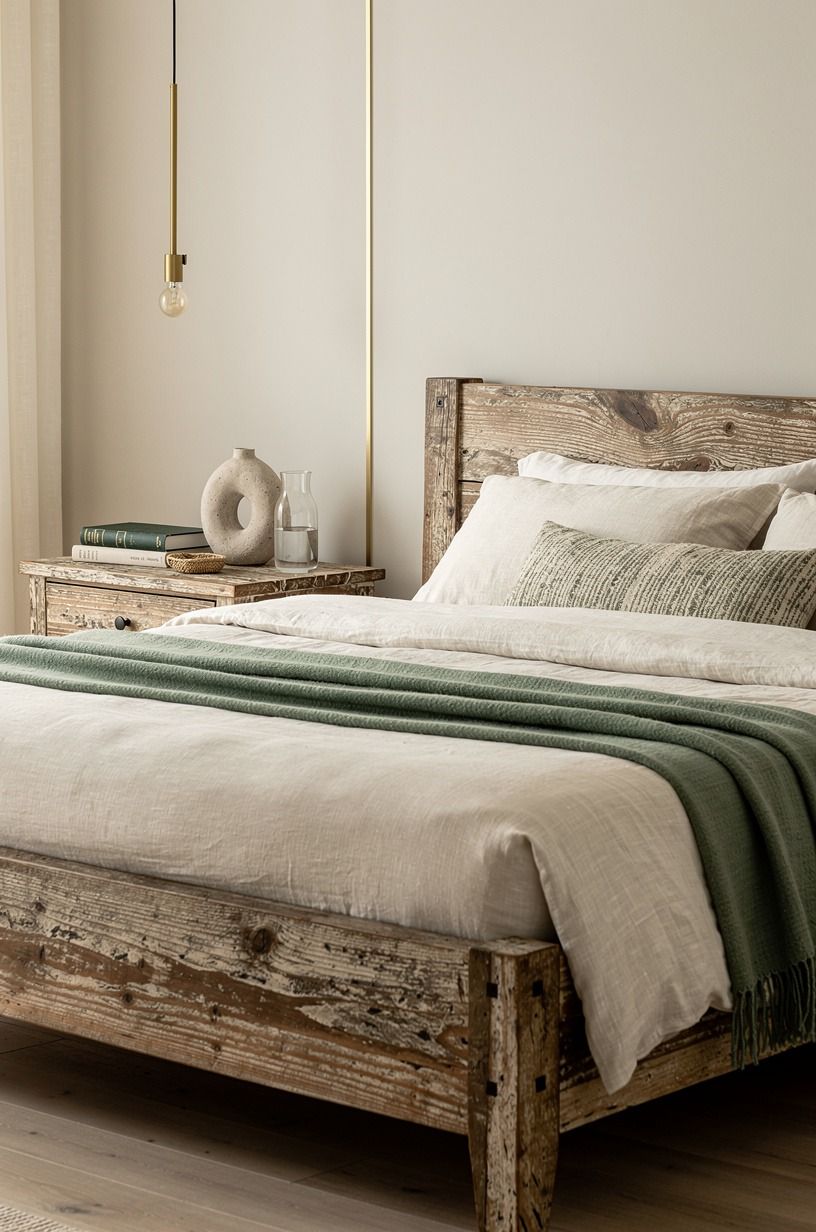 The borrowed-linen rule made my bed look intentional, emerald palette