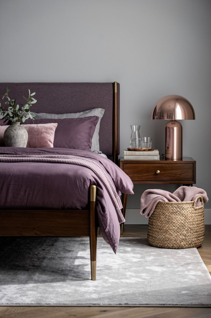 The Layering Reset for a non toxic bedroom, plum palette