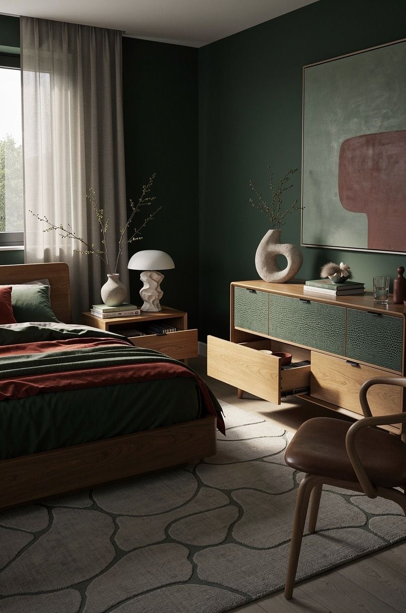 The Moment My Bedroom Started Feeling Wrong, forest green palette