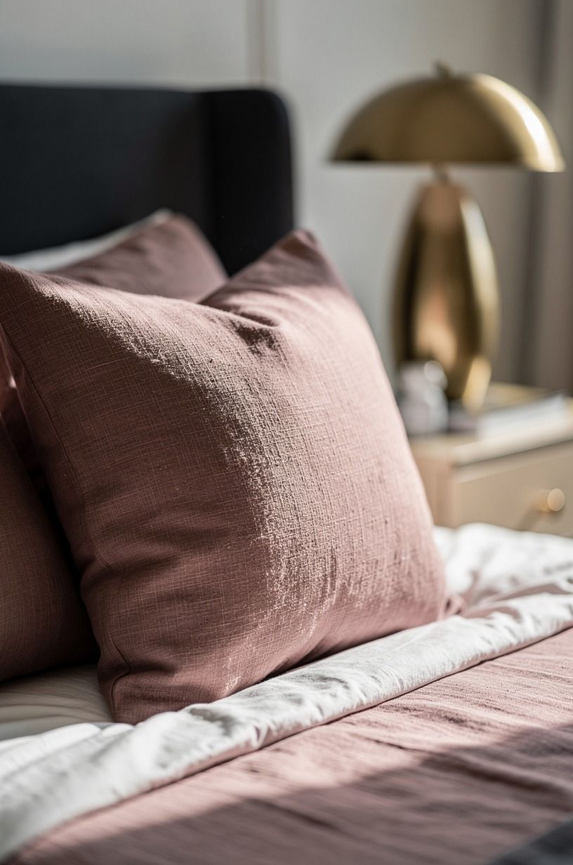 The pillow was my unexpectedly picky decision, dusty rose palette