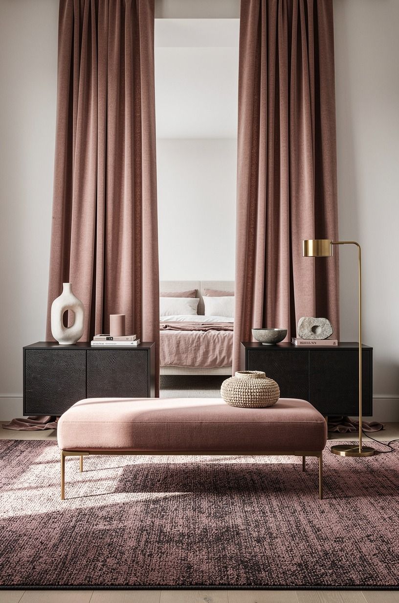 The Rug and Curtains Made It Feel Intentional, dusty rose palette